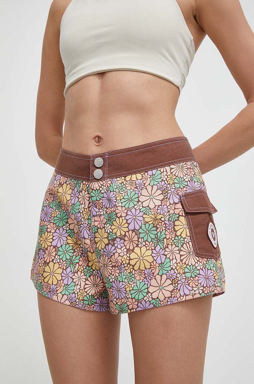 Šortky Roxy New Fashion dámske, vzorované, stredne vysoký pás