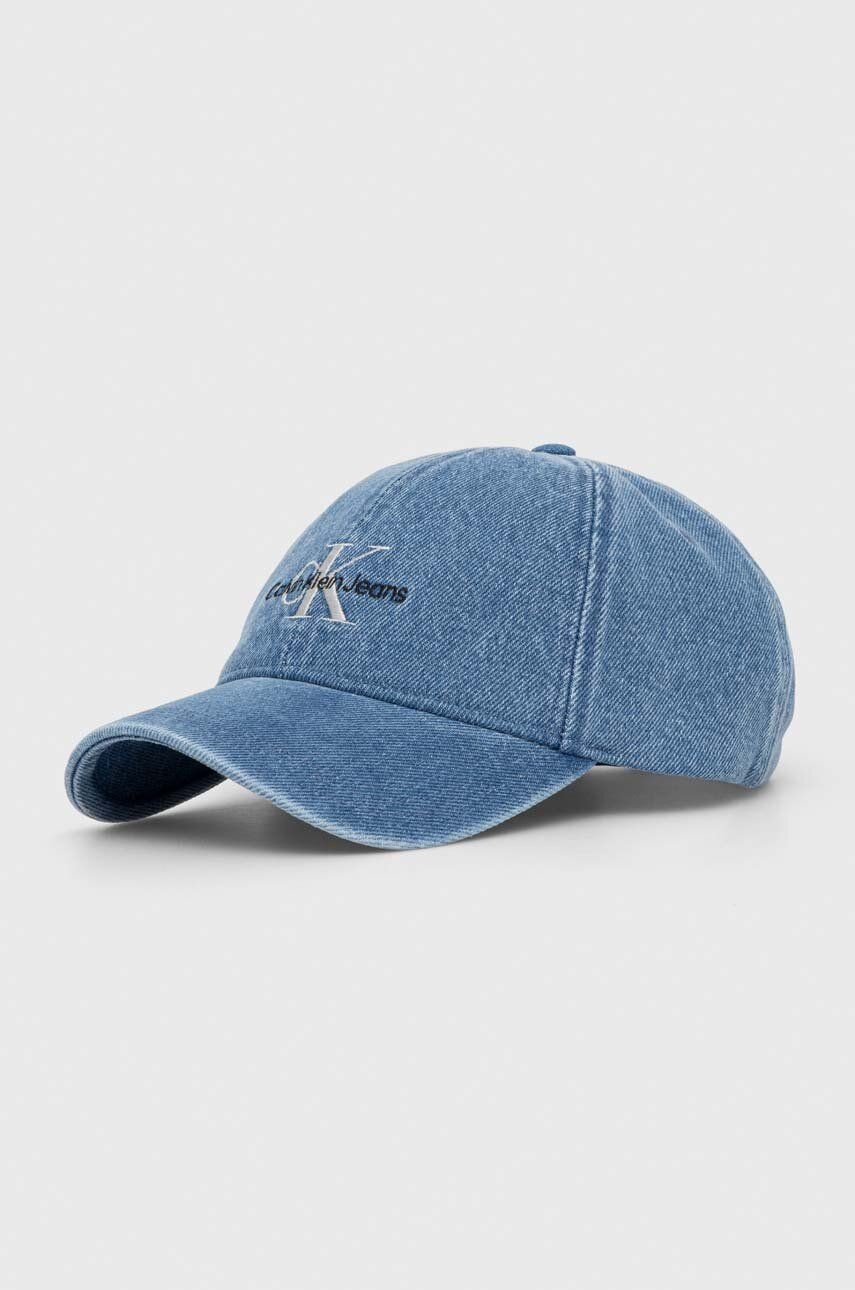 Džínsová šiltovka Calvin Klein Jeans s potlačou