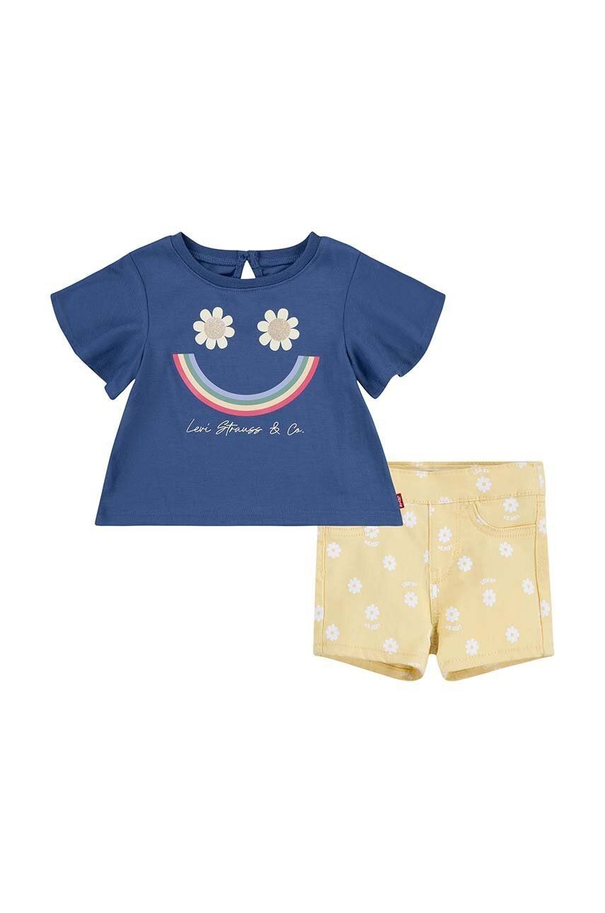 Sada pre bábätká Levi's LVG SMILEY FLOUNCE TEE & SHORT žltá farba