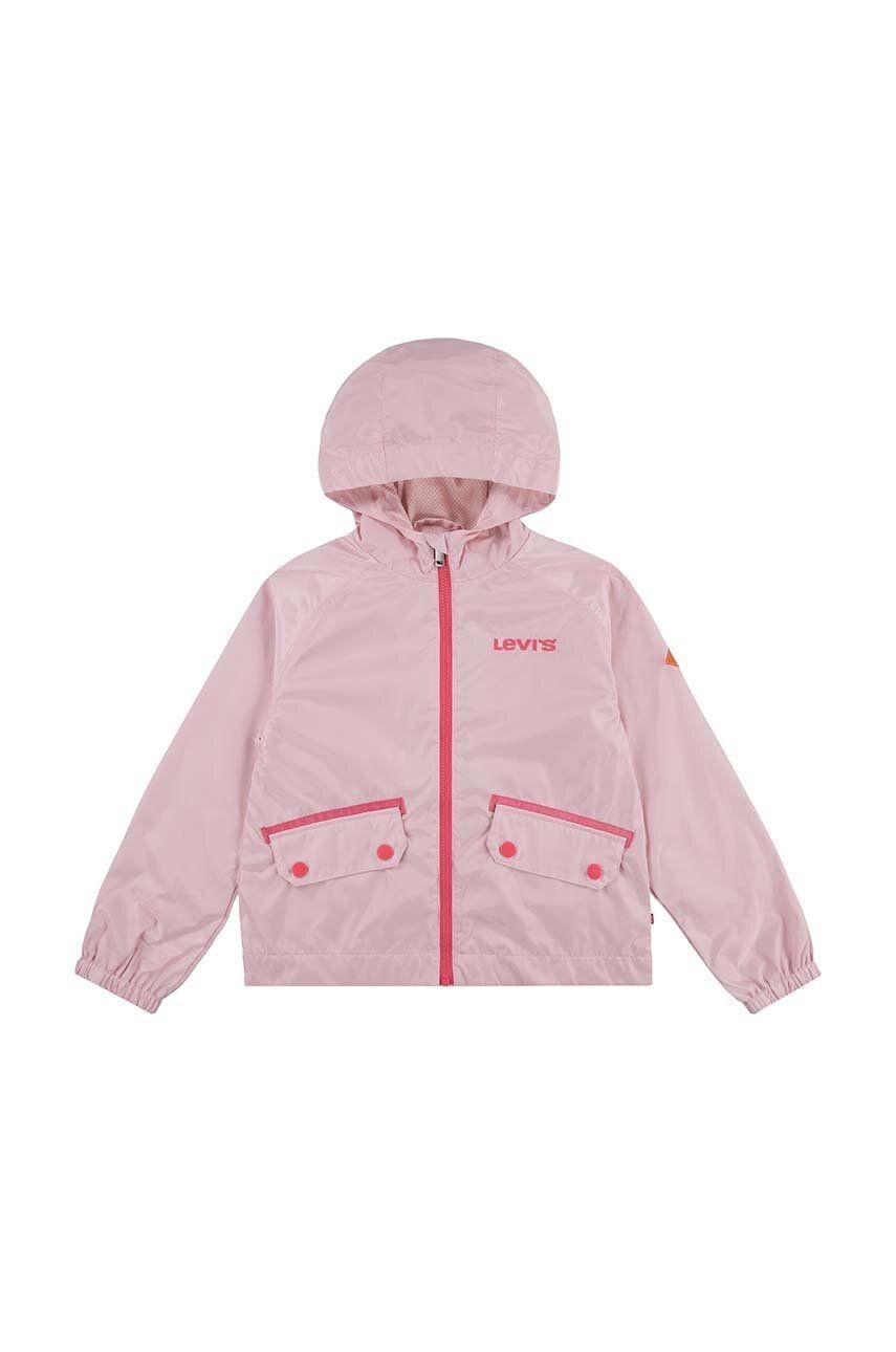 Detská bunda Levi's LVG MESH LINED WOVEN JACKET ružová farba