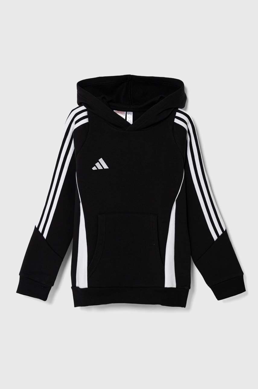 Detská mikina adidas Performance TIRO24 SWHOODY čierna farba, s kapucňou, s nášivkou