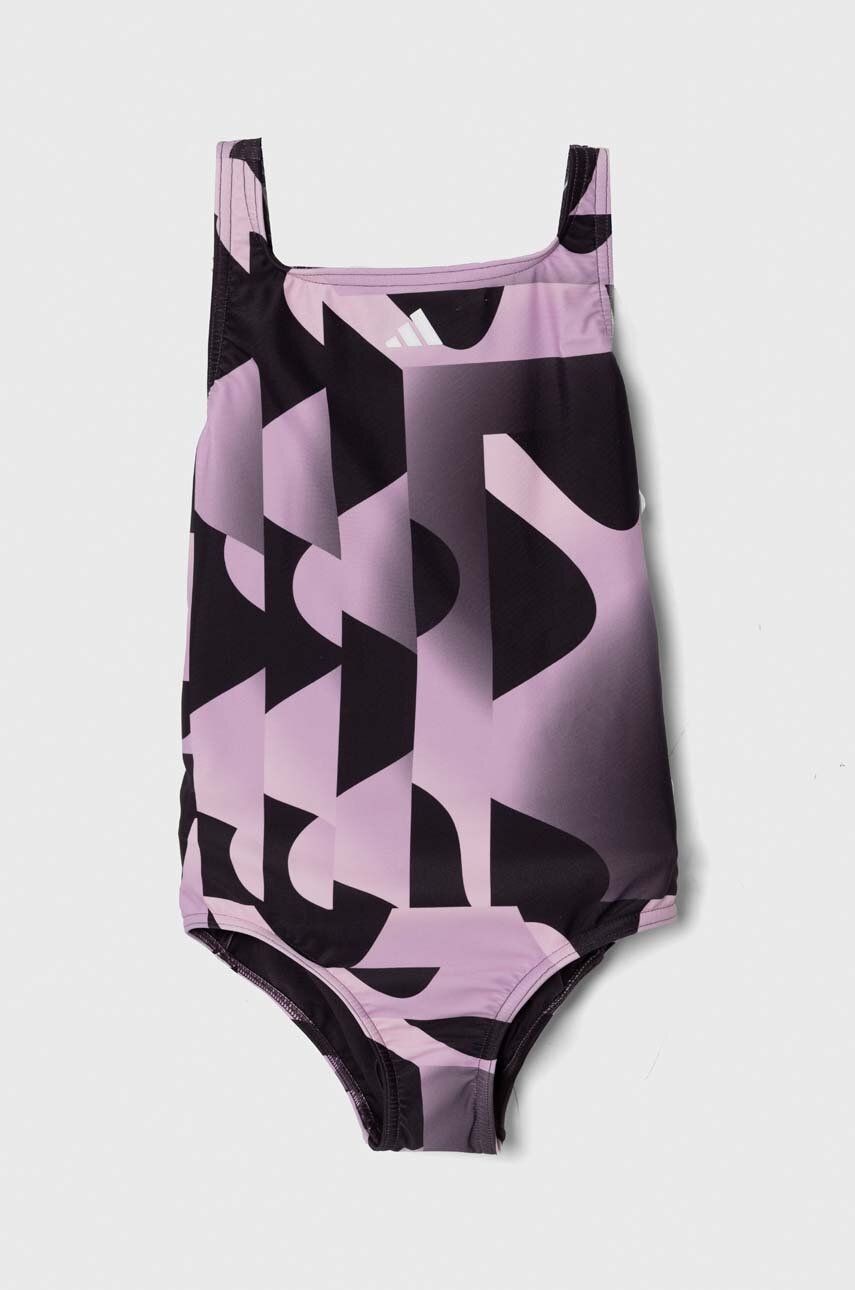 Jednodielne detské plavky adidas Performance fialová farba
