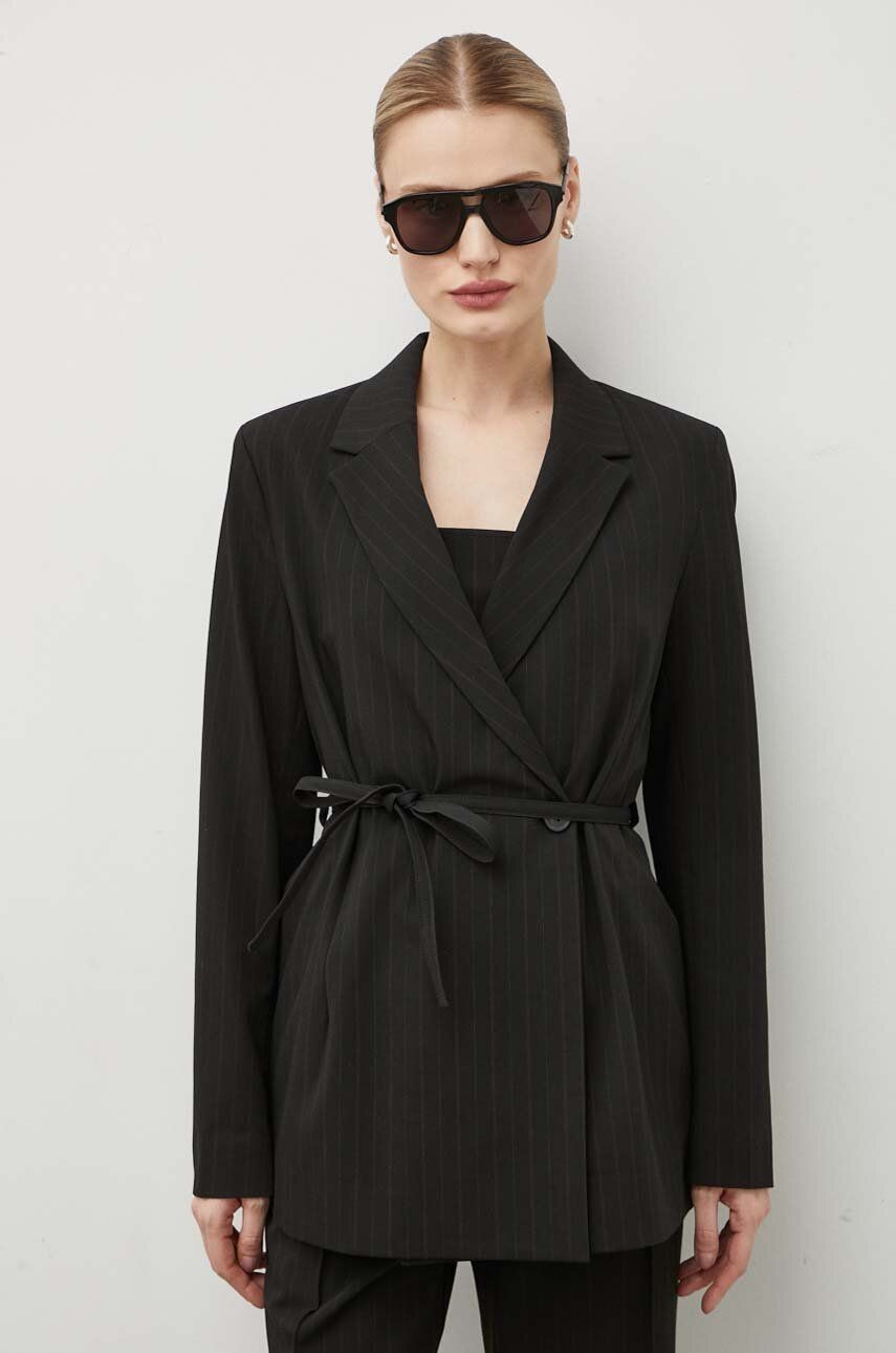 Sako Samsoe Samsoe čierna farba, jednoradová, jednofarebná