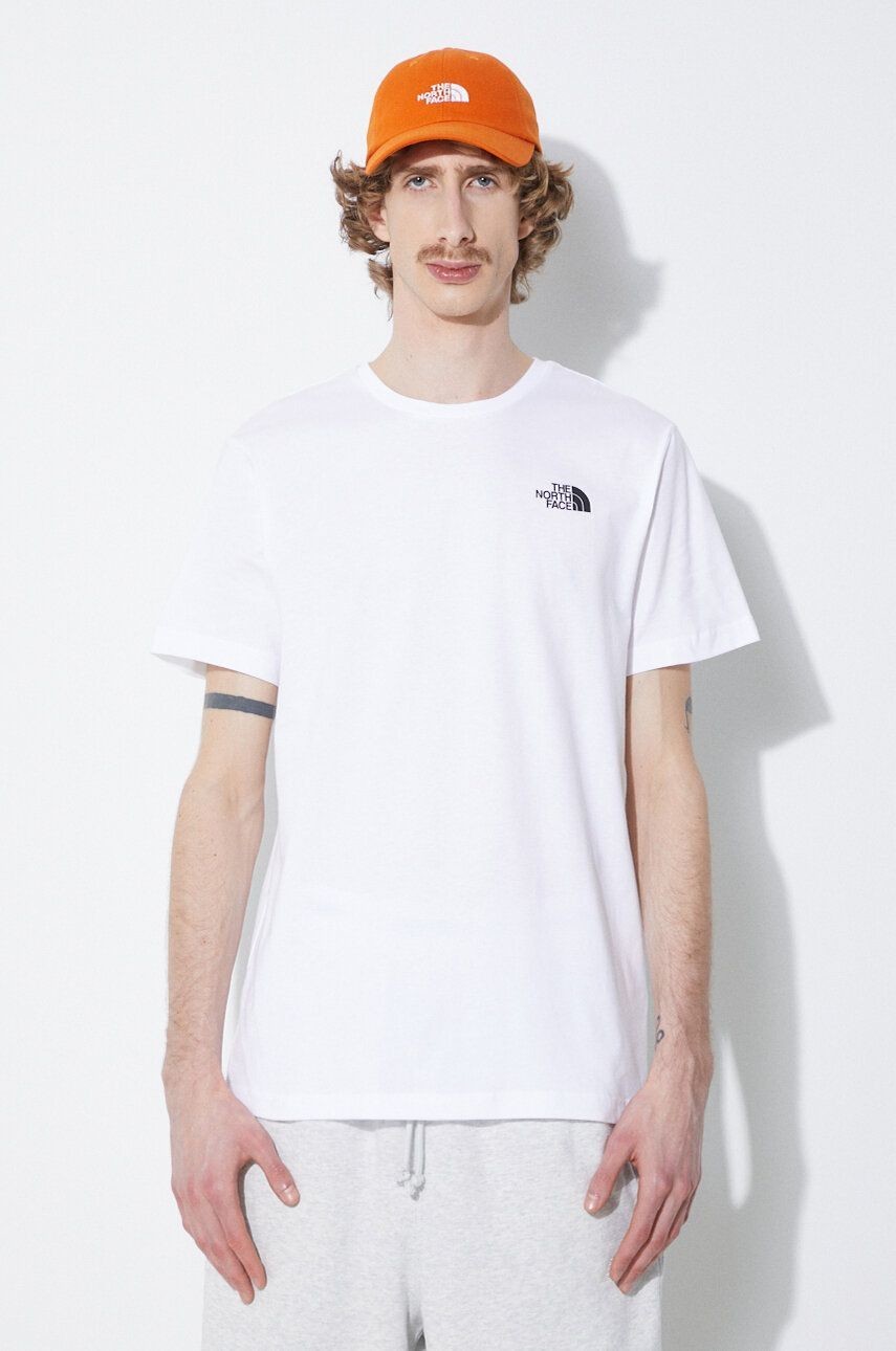 Bavlnené tričko The North Face M S/S Redbox Celebration Tee pánske, biela farba, s potlačou, NF0A87NVFN41