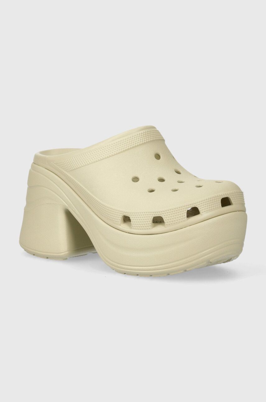 Šľapky Crocs Siren Clog dámske, béžová farba, na platforme, 208547
