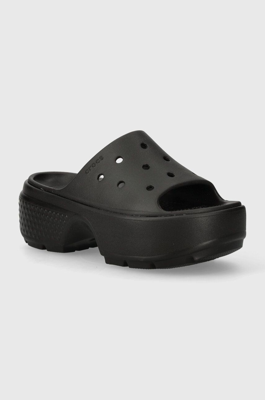 Šľapky Crocs Stomp Slide dámske, čierna farba, na platforme, 209346