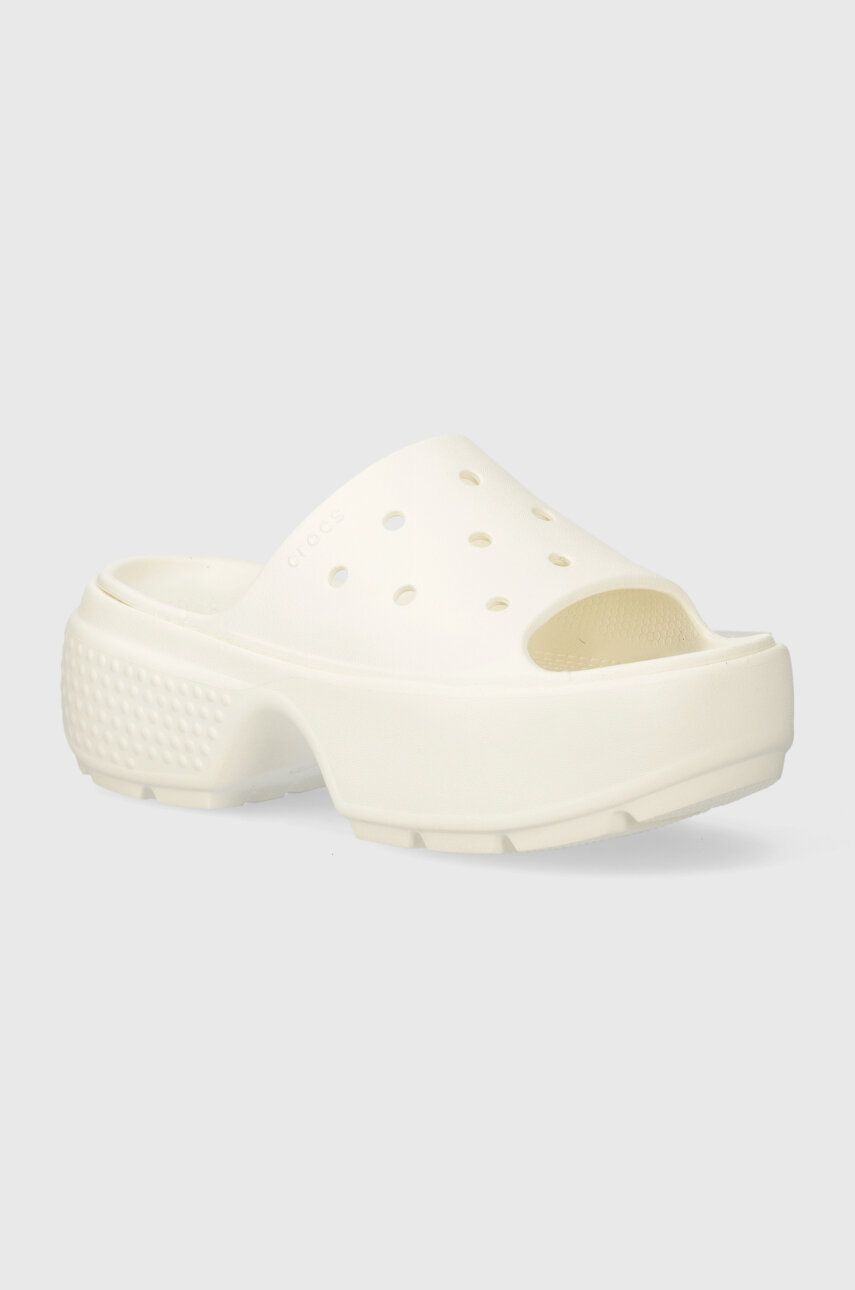 Šľapky Crocs Stomp Slide dámske, béžová farba, na platforme, 209346