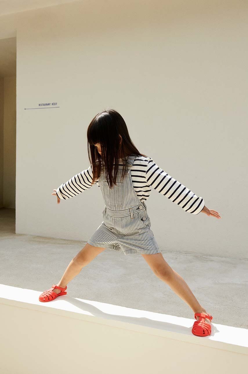 Detské bavlnené nohavice na traky Liewood Venedict Stripe Dungaree