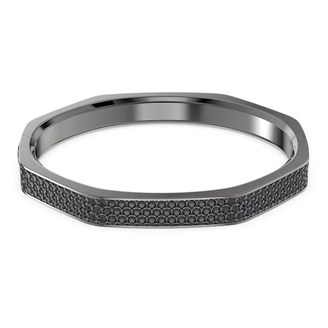 Swarovski Blyštivý čierny pevný náramok Dextera 5656843 L (6,2 x 5 cm)