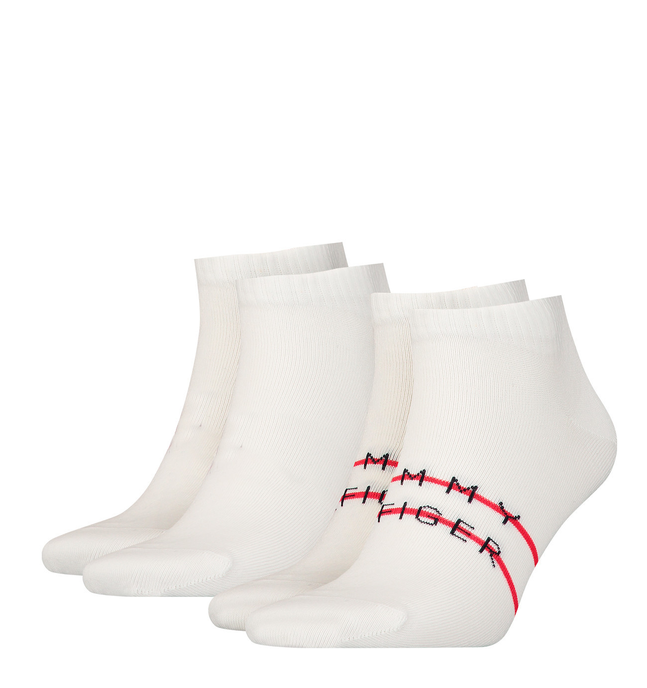 TOMMY HILFIGER - 2PACK Tommy stripe logo white členkové ponožky