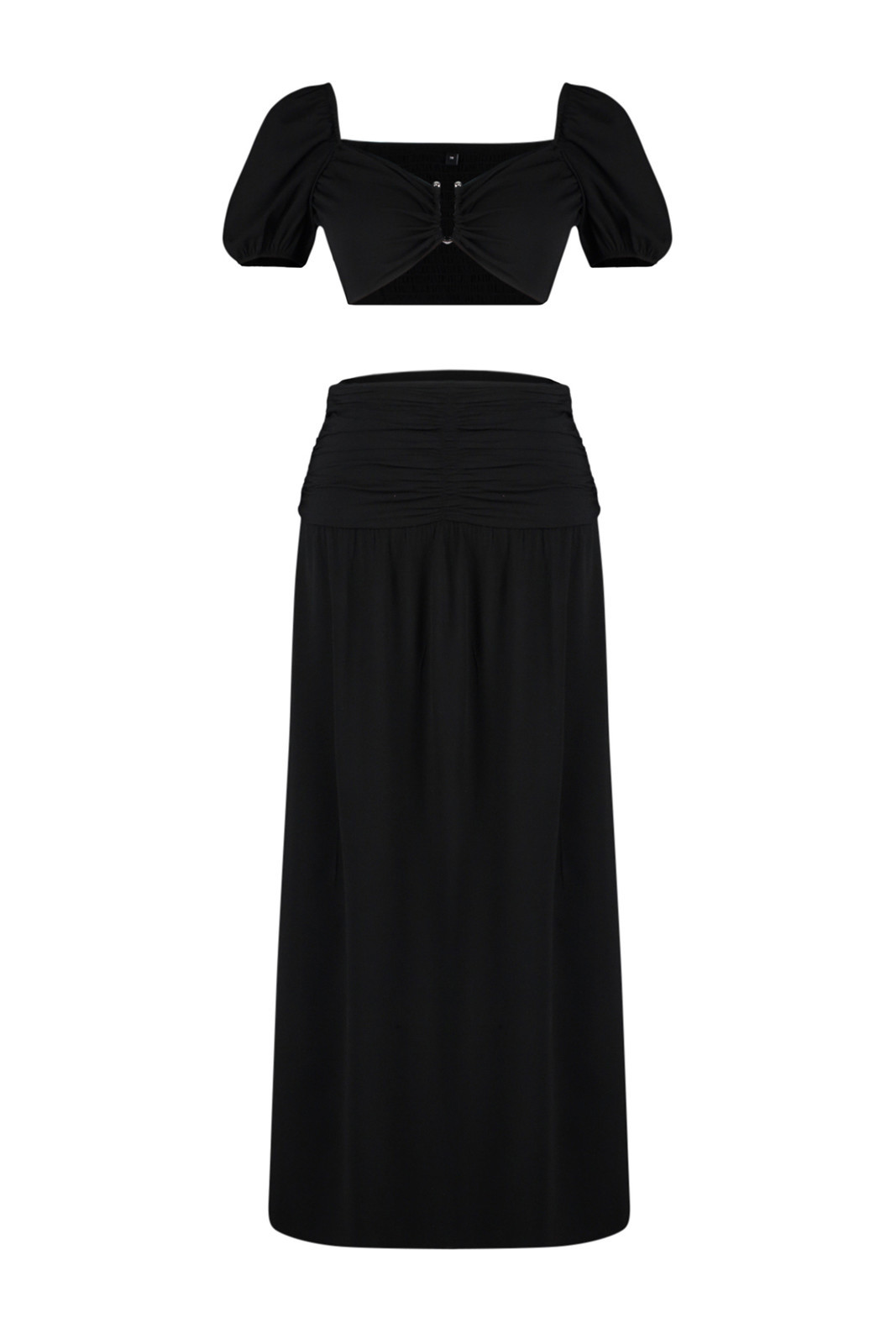 Trendyol Black Woven Accessory Blouse and Skirt Suit