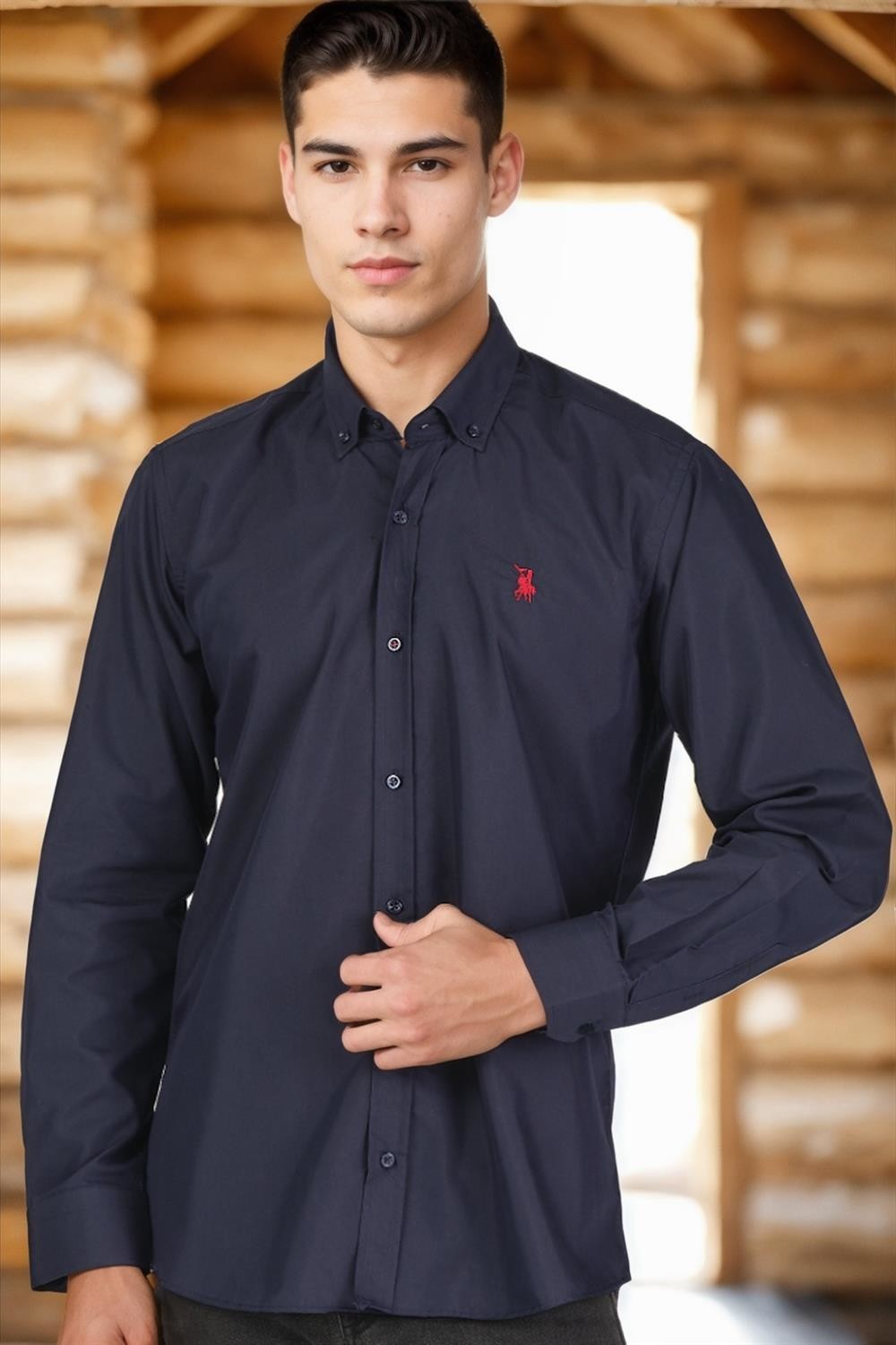 G725 DEWBERRY MEN'S SHIRT-NAVY-1