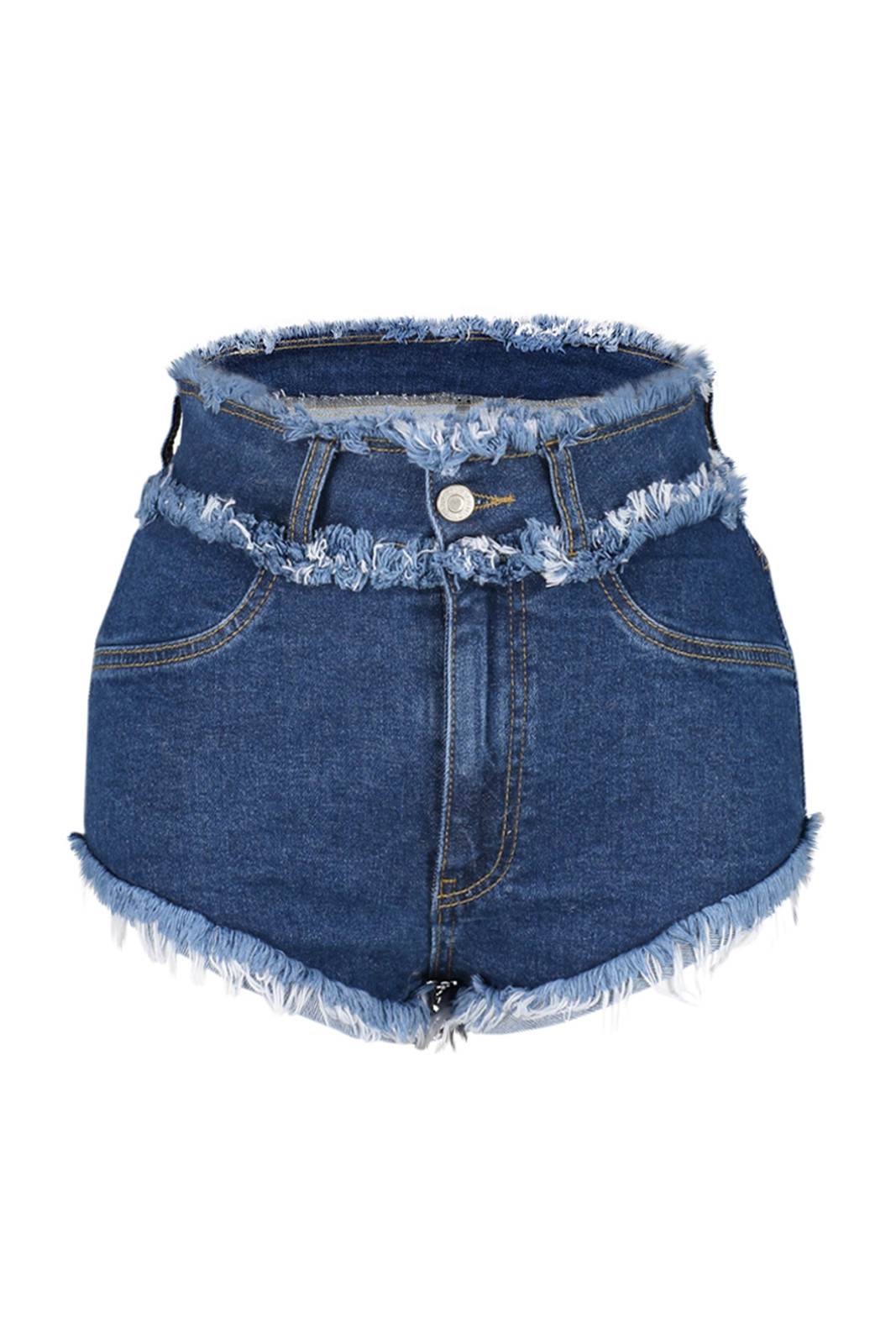 Trendyol Blue Plain Short Denim 100% Cotton Shorts & Bermuda