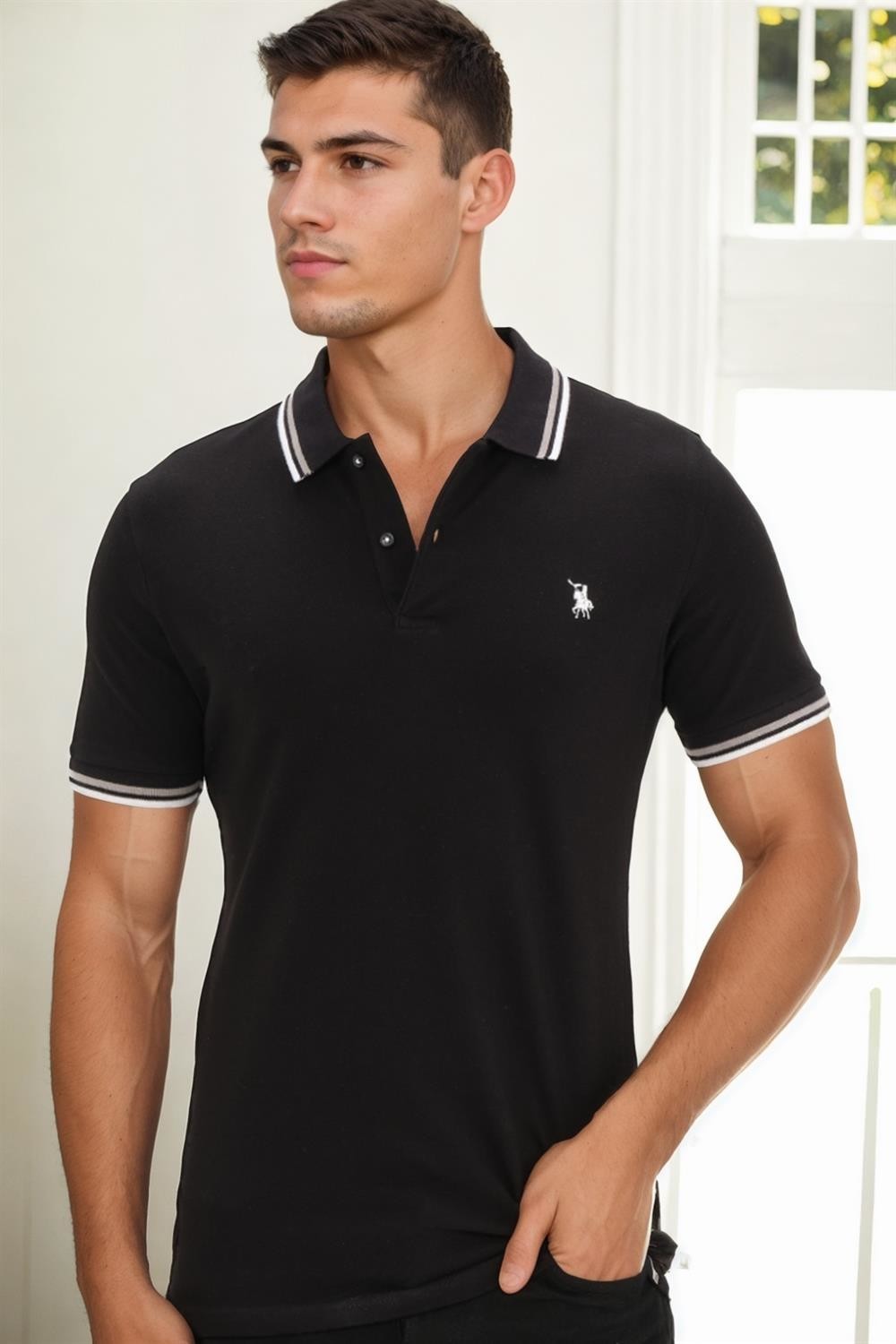 T8594 DEWBERRY MEN'S T-SHIRT-BLACK-1