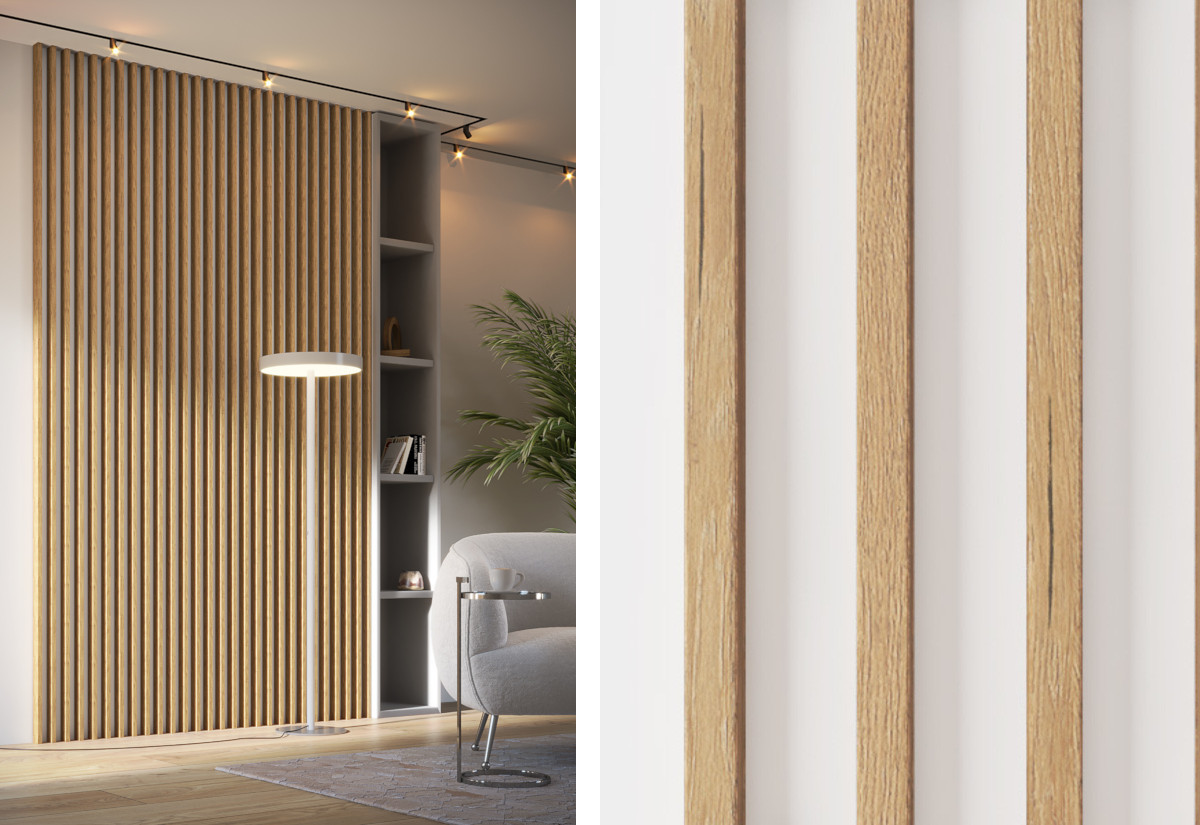 Expedo Nástenné lamelové panely SPRINTY 2, 30,2x275x3,8, dub/biela