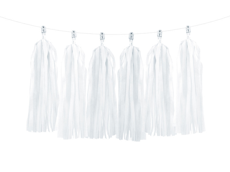 PartyDeco Girlanda so strapcami - Biela