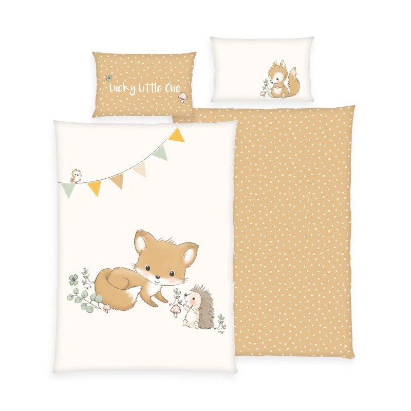 HERDING - GREEN Detské bavlnené obliečky do postieľky LESNÍ PRIATELIA, 100/135+40/60