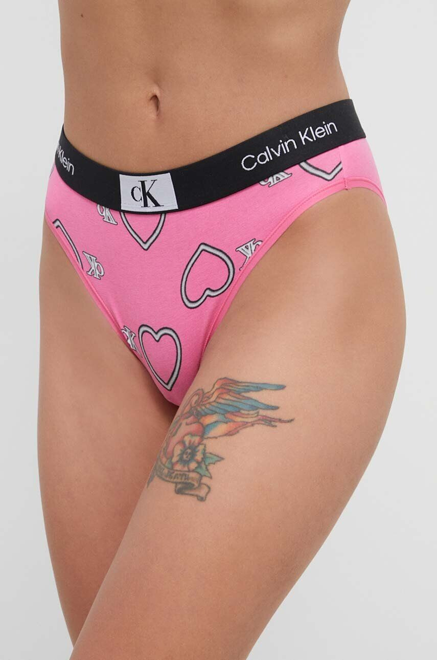 Dámske ružové nohavičky so srdiečkami 000QF7480E KCC - Calvin Klein S