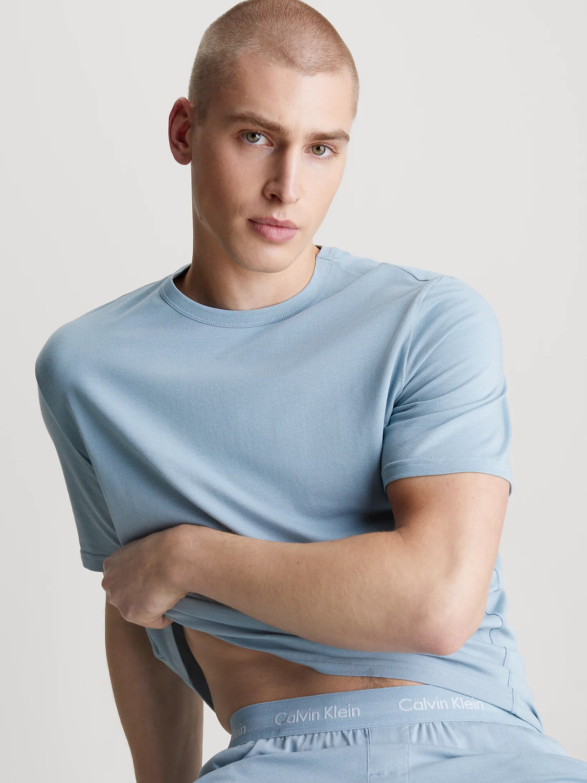 Pánske pyžamo NM2428E CYA modro-šedé - Calvin Klein L