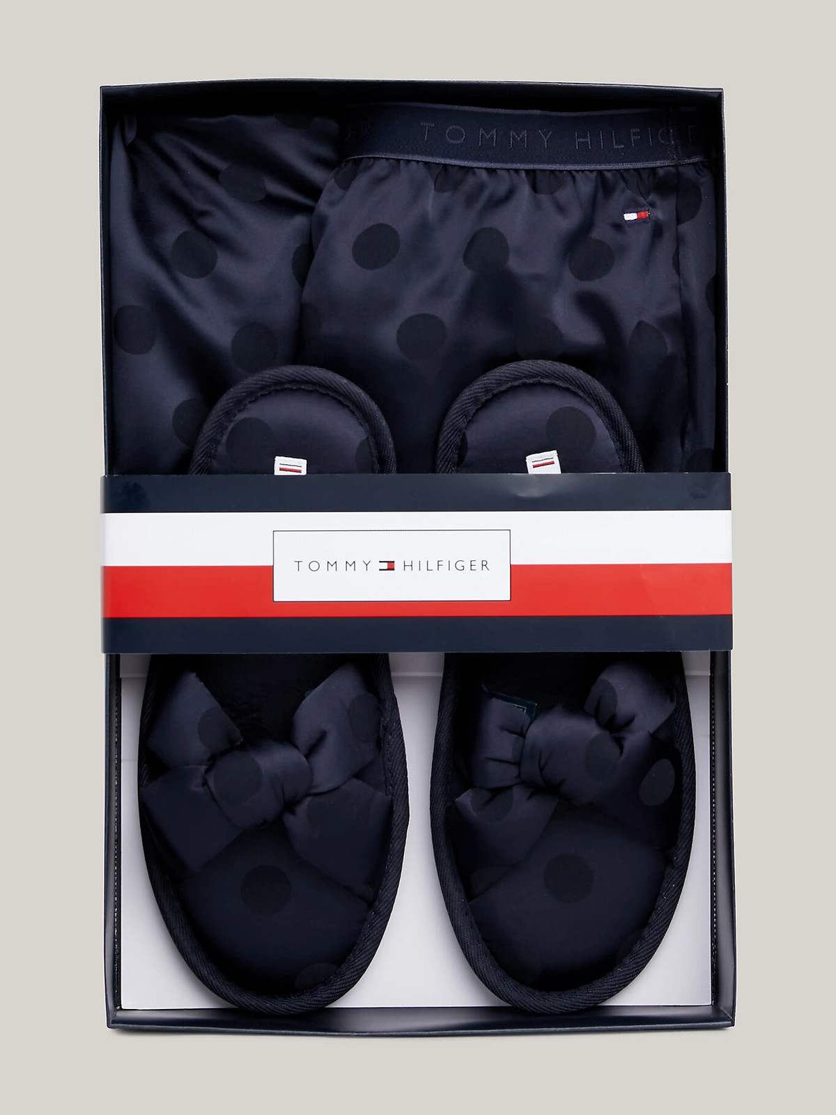 Dámska pyžamová súprava v darčekovom balení GIFT PYJ CAMI SET & SLIPPERS UW0UW04855 DW5 tm. modrá - Tommy Hilfiger L