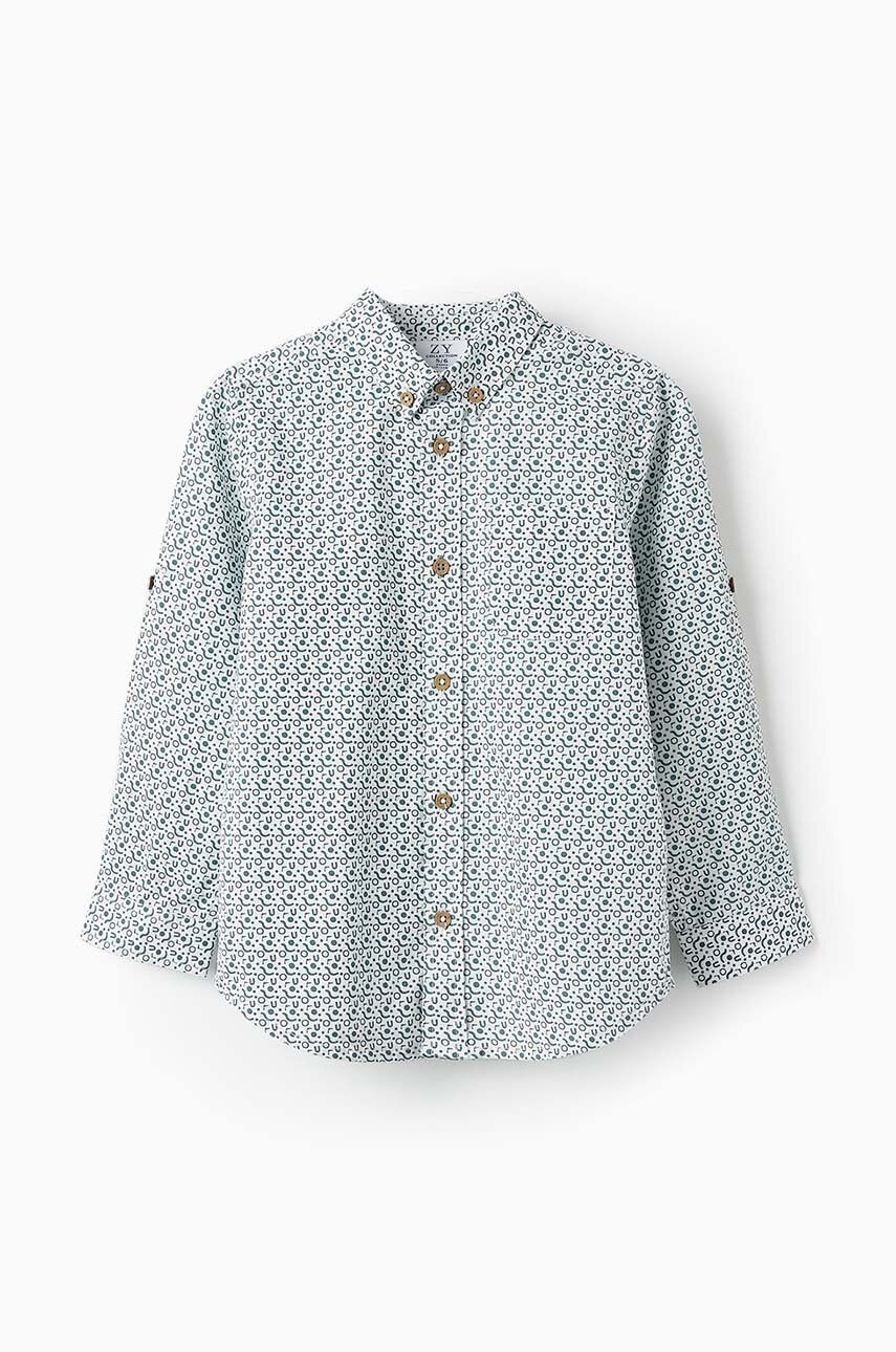 Detská bavlnená košeľa zippy tyrkysová farba