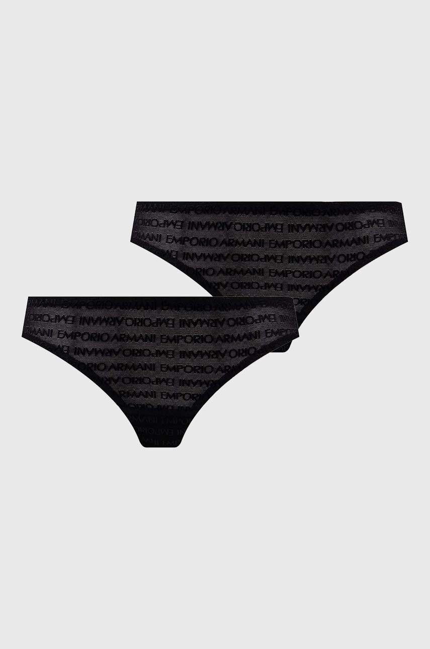 Tangá Emporio Armani Underwear 2-pak čierna farba, priesvitné