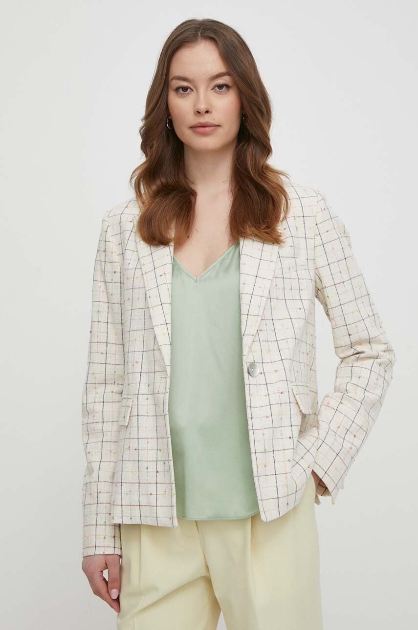 Sako Mos Mosh béžová farba, jednoradová, vzorovaná