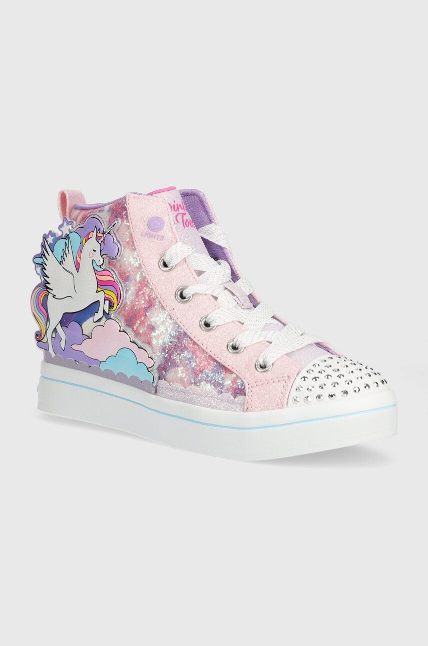 Detské tenisky Skechers TWI-LITES 2.0 ENCHANTED UNICORN ružová farba