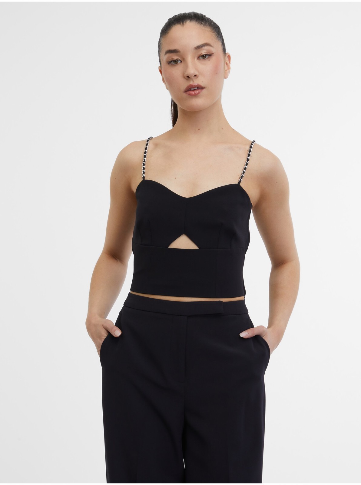 Čierny dámsky crop top ORSAY
