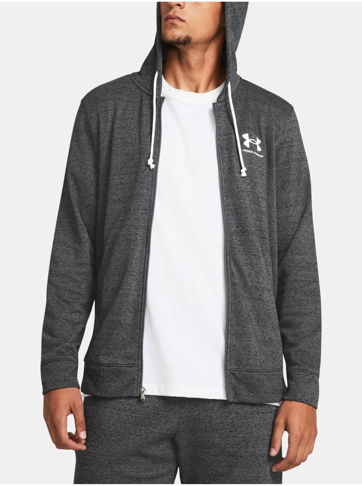 Tmavosivá športová mikina Under Armour UA Rival Terry LC FZ