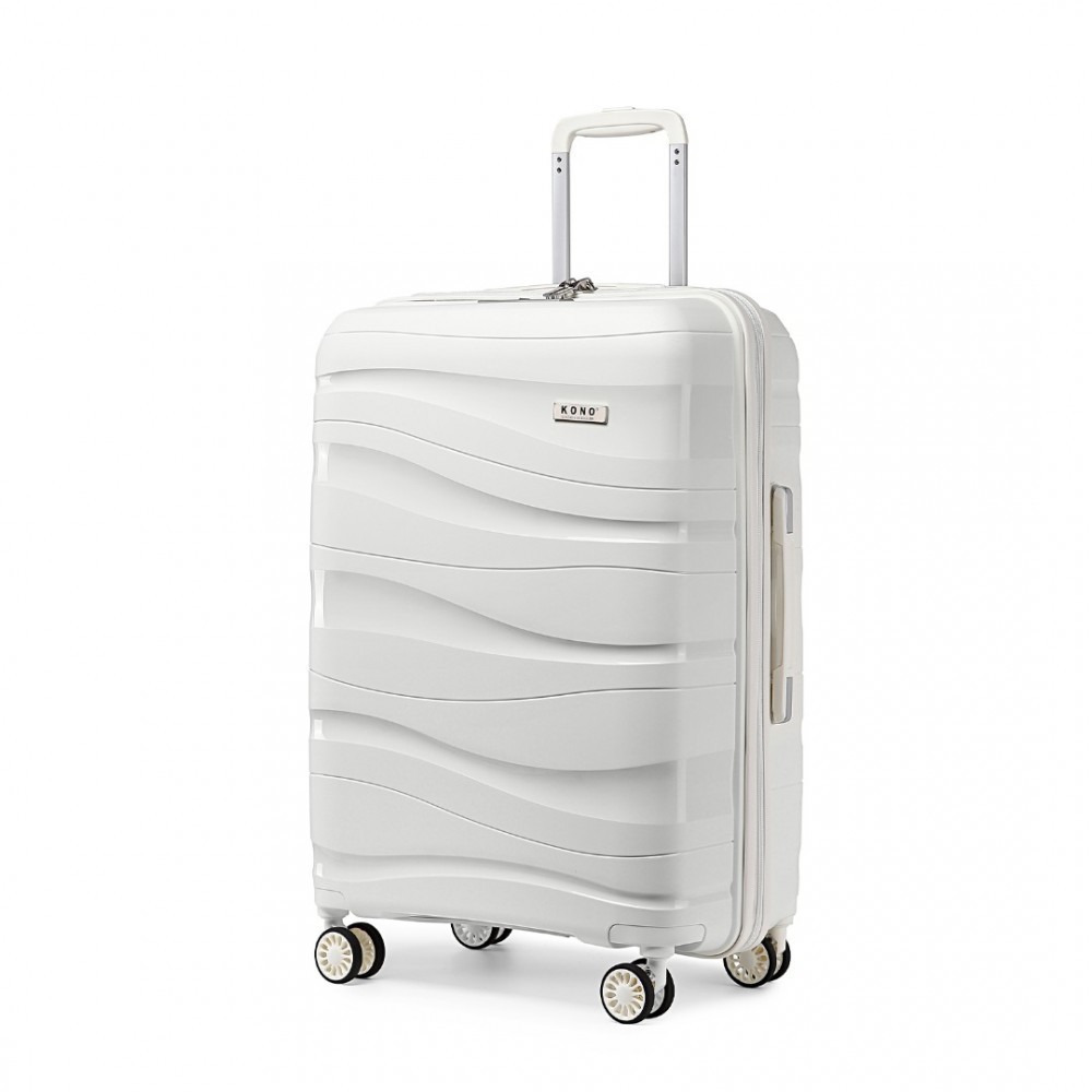 KONO Cestovný kufor na kolieskach s TSA zámkom 70L - biely