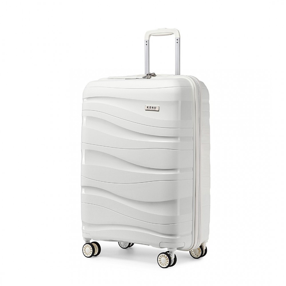 KONO Cestovný kufor na kolieskach s TSA zámkom 39L - biely