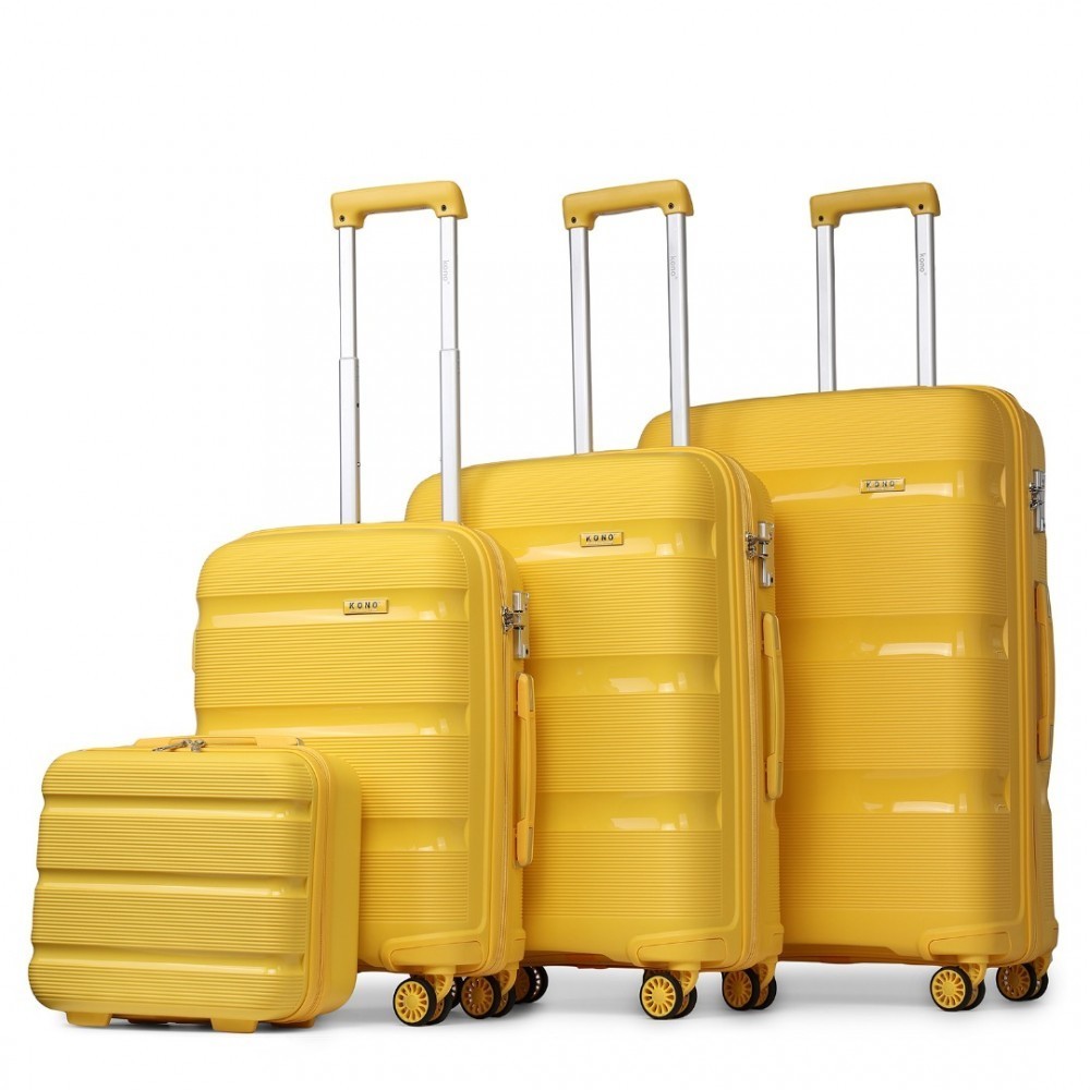 KONO Set 4 kufrov z polypropylénu - 15L, 44L, 77L, 111L - žltá