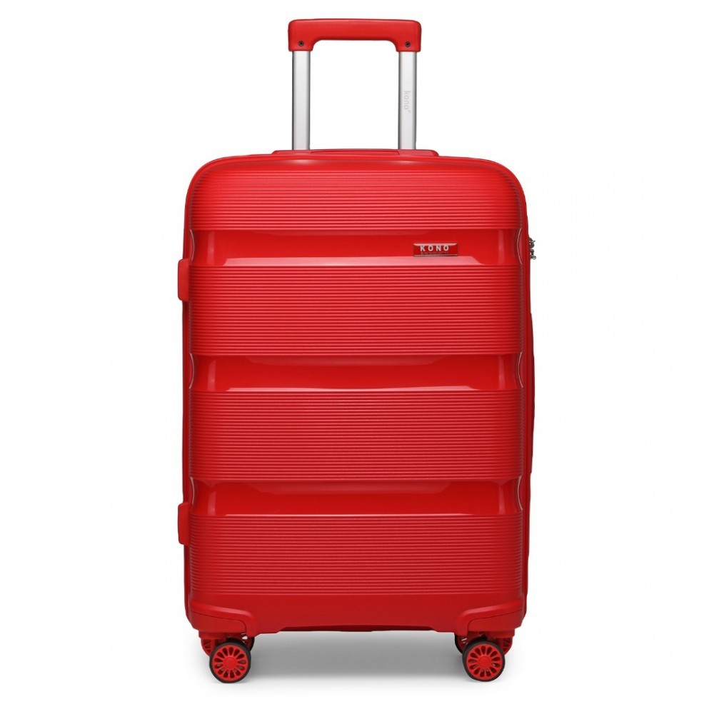 KONO Cestovný  kabínový kufor na kolieskach Classic Collection PP - červený - 50L