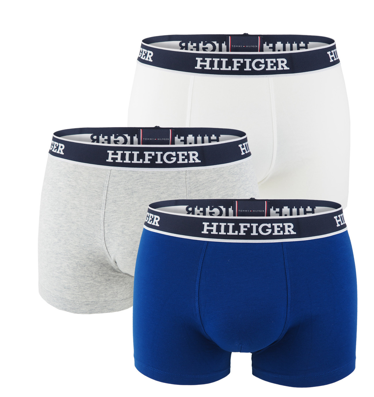 TOMMY HILFIGER - boxerky 3PACK premium cotton HILFIGER blue & gray color - limitovaná edícia