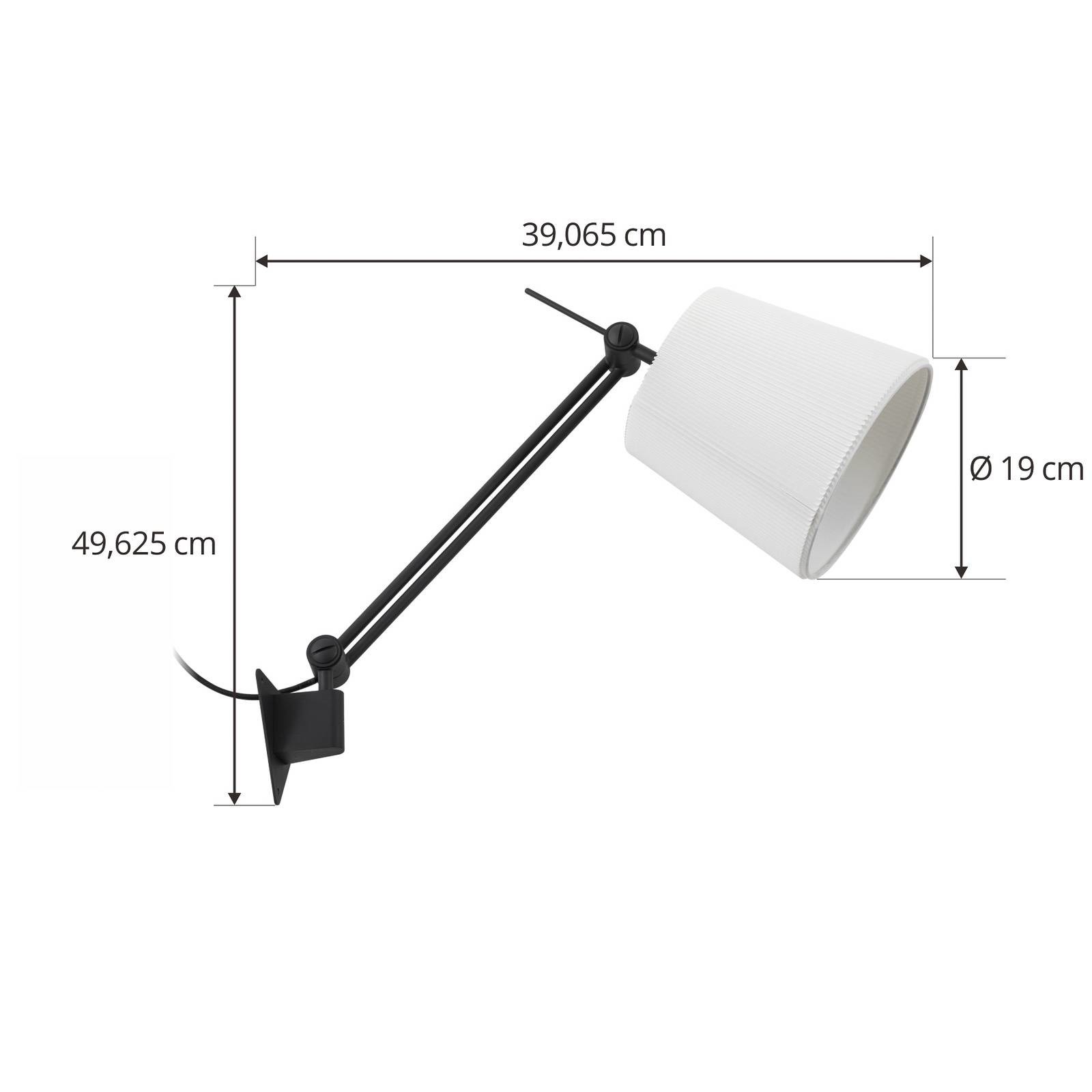 Nástenné svietidlo Lucande Caelia s textilným tienidlom, nastaviteľné