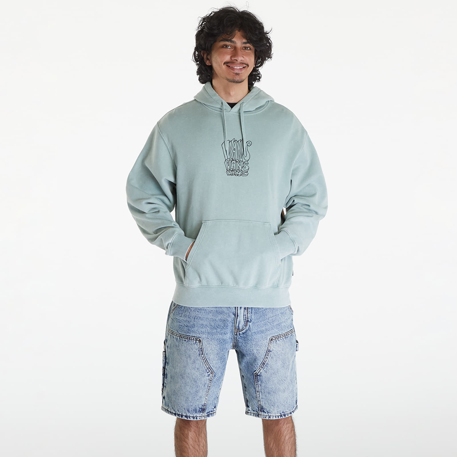 Vans Crash Stack Loose Pullover Hoodie Iceberg Green
