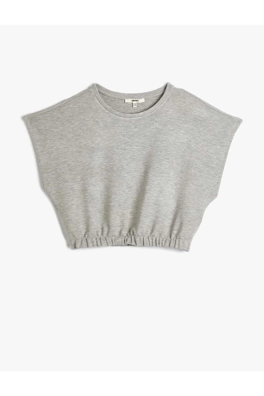 Koton Crop T-Shirt Short Sleeve Elastic Waist Crew Neck