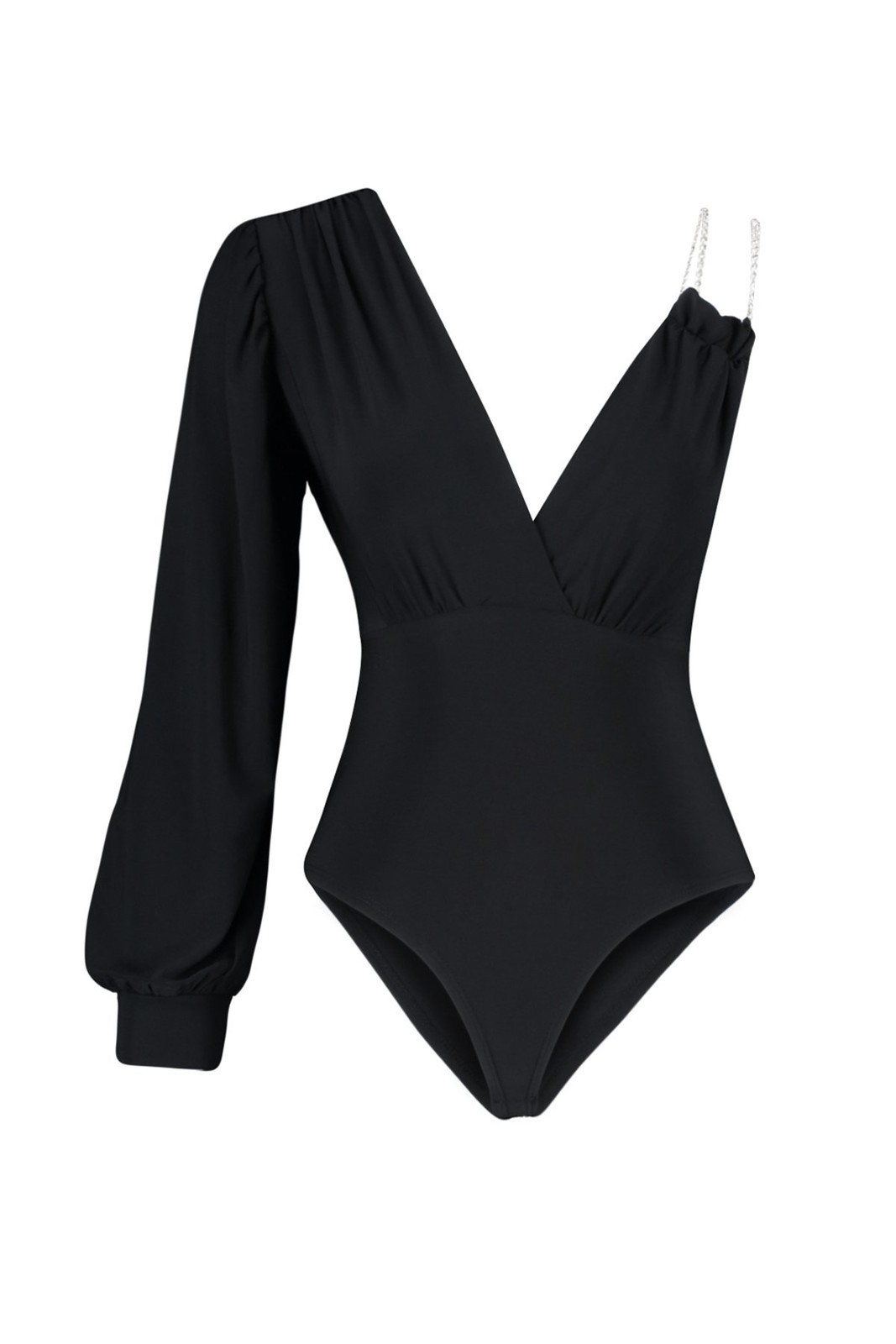 Trendyol Black Double Breasted Knitted Shiny Stone Bodysuit