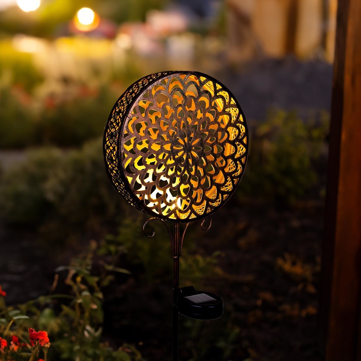 Haushalt international LED solární zahradní zápich Bronzový květ