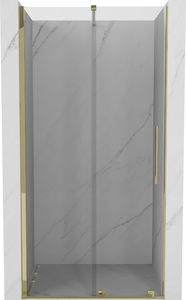 MEXEN/S - Velár posuvné sprchové dvere 120 cm, transparent, zlatá 871-120-000-01-50