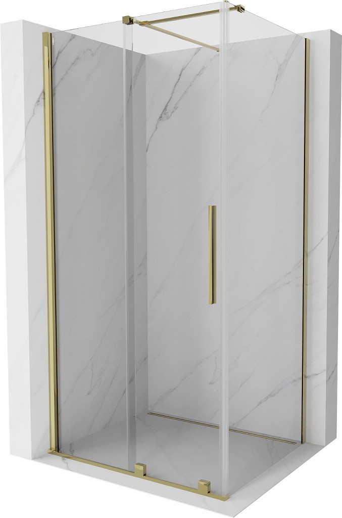 MEXEN/S - Velár sprchovací kút 130 x 90 cm, transparent, zlatá 871-130-090-01-50