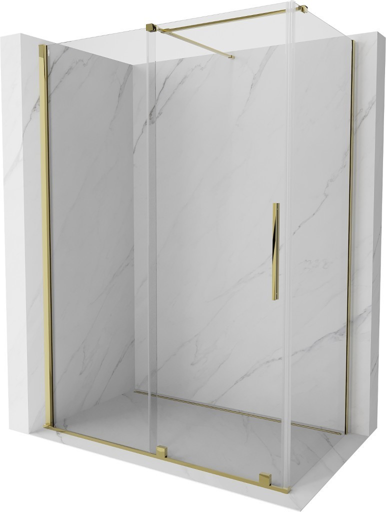 MEXEN/S - Velár sprchovací kút 150 x 90 cm, transparent, zlatá 871-150-090-01-50