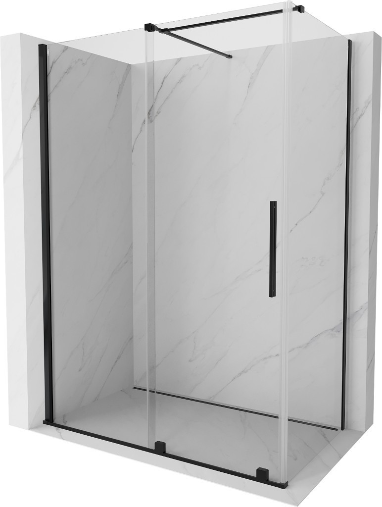 MEXEN/S - Velár sprchovací kút 150 x 90 cm, transparent, čierna 871-150-090-01-70