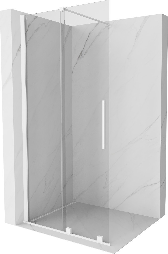 MEXEN/S - Velár posuvné sprchové dvere Walk-in 75 cm, transparent, biela 871-075-000-03-20