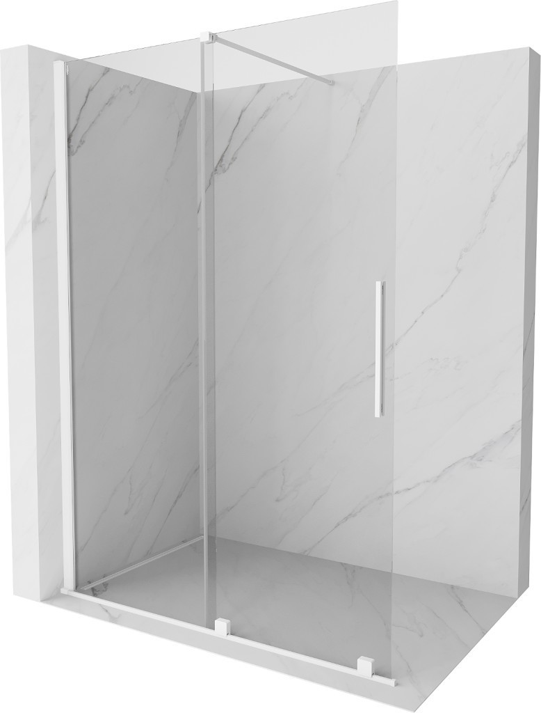 MEXEN/S - Velár posuvné sprchové dvere Walk-in 140 cm, transparent, biela 871-140-000-03-20