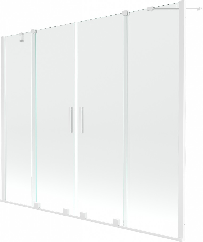 MEXEN/S - Velar Duo Dvojkrídlová posuvná vaňová zástena 170 x 150 cm, transparent, biela 896-170-000-02-20