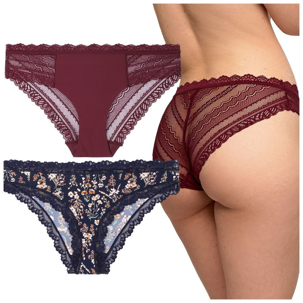 2 pack bokových nohavičiek BCL1900-004 vínovej a modrej modrá S