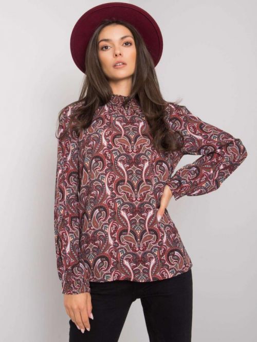 FRESH MADE Tmavohnedá blúzka s potlačou XS