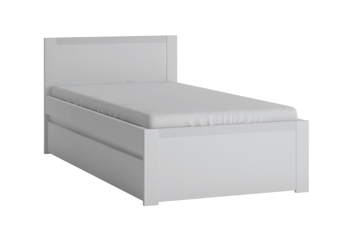 Expedo Posteľ MANOL + rošt, 90x200, alpská biela/biela supermat